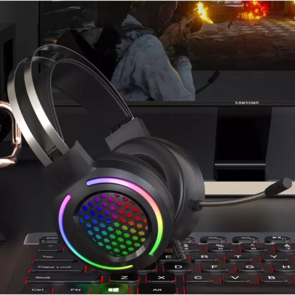 Fone Gamer Led Rgb Com Microfone Headset Pc Notebook - Imagem 4