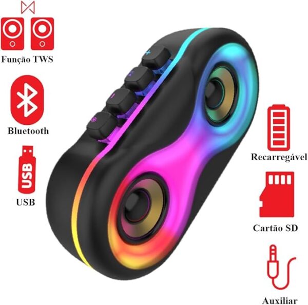 Caixa De Som Bluetooth Alto-falante Portátil Rgb USB Aux Sd KMS-6685 - Imagem 5