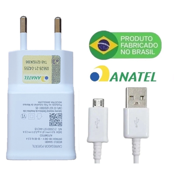 Carregador De Celular Compatível com Samsung Turbo V8 Branco / Preto - Imagem 7