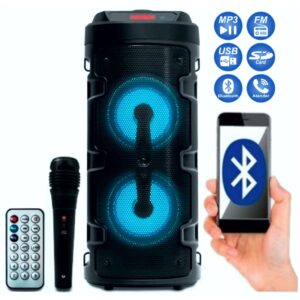 Caixa De Som Portátil Rádio Fm Bluetooth Usb Sd Microfone E Controle - Grasep