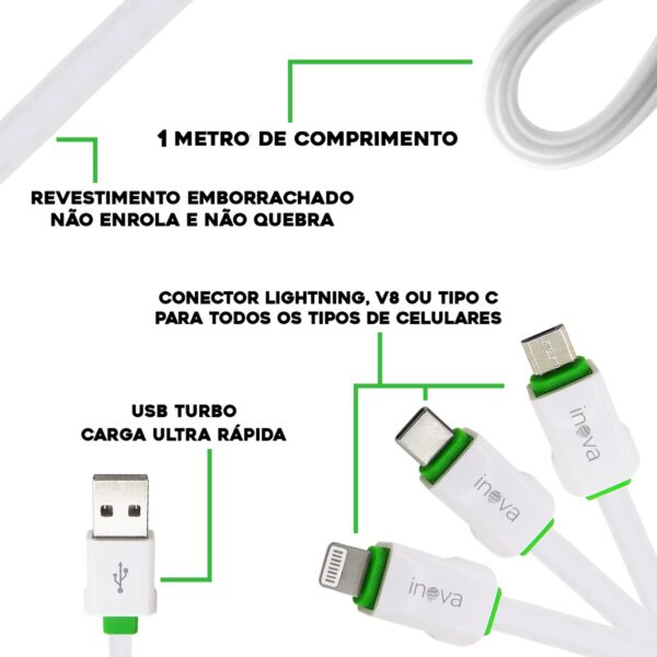 Cabo Carregador Micro Usb Celular V8 Turbo Reforçado Kd-305 - Imagem 4