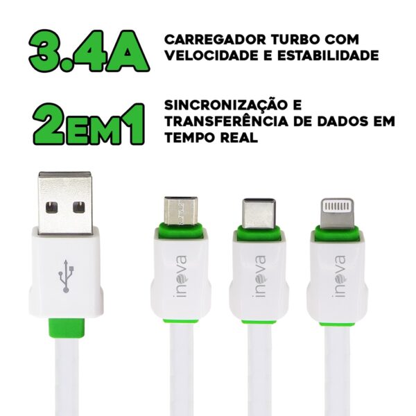 Cabo Carregador Micro Usb Celular V8 Turbo Reforçado Kd-305 - Imagem 3