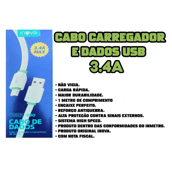 Cabo Carregador Micro Usb Celular V8 Turbo Reforçado Kd-305 - Imagem 7