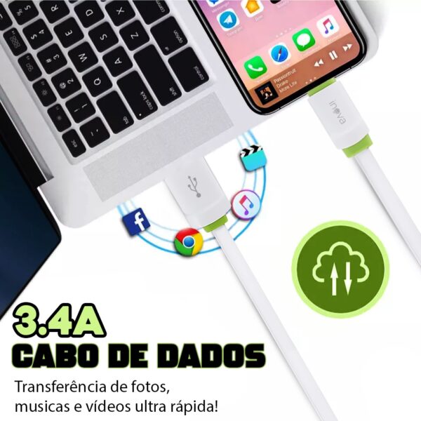 Cabo Carregador Micro Usb Celular V8 Turbo Reforçado Kd-305 - Imagem 6