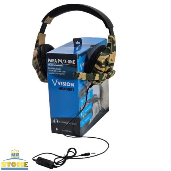 FONE GAMER PS4 XBOX PC HEADSET COM MICROFONE CAMUFLADO - Imagem 6