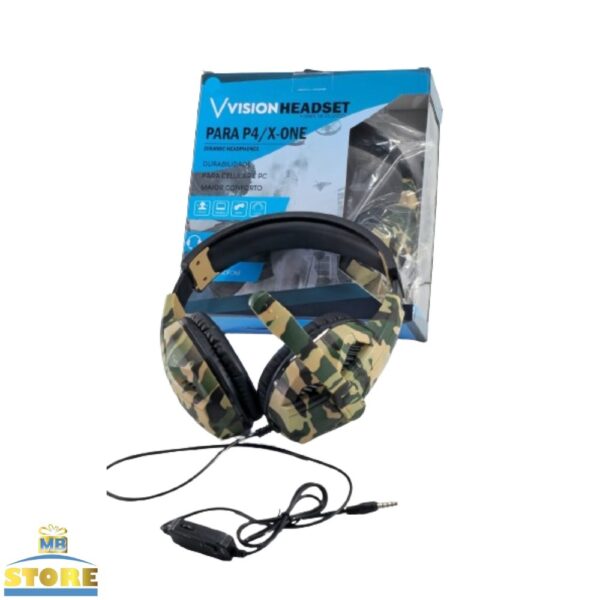 FONE GAMER PS4 XBOX PC HEADSET COM MICROFONE CAMUFLADO - Imagem 2
