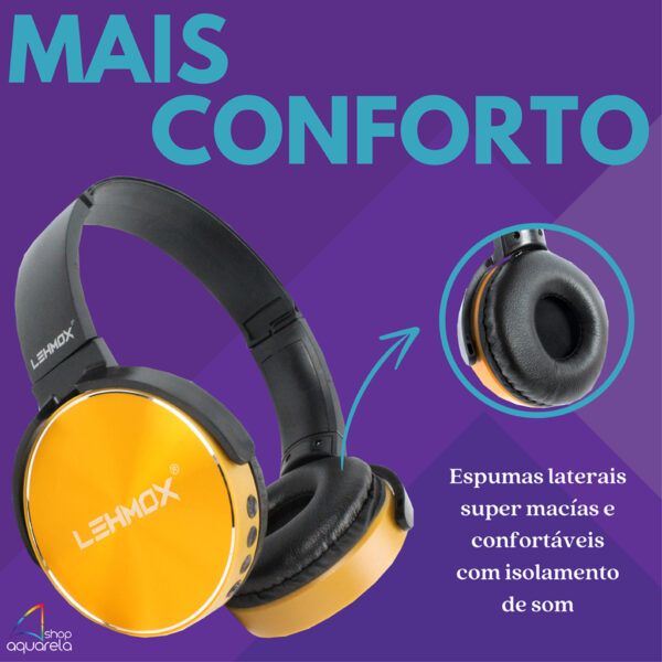 Fone de Ouvido Headset Bluetooth Stereo Sem Fio Wireless Original Lehmox - Imagem 6