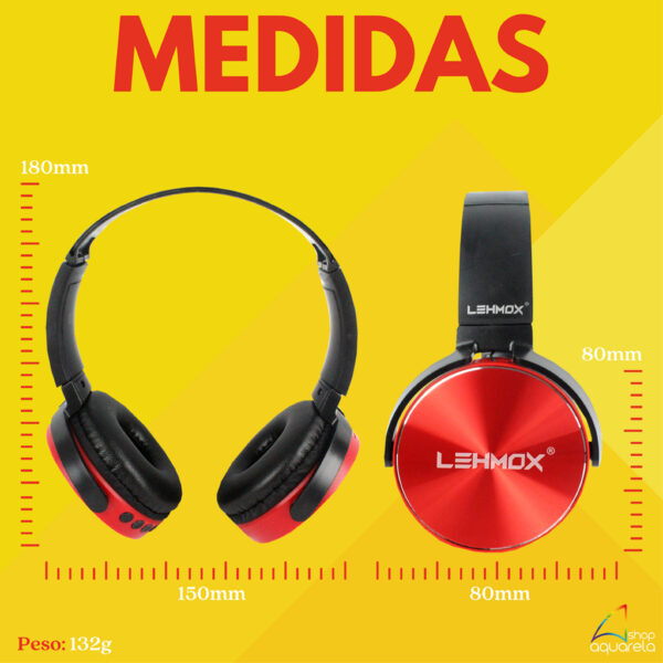 Fone de Ouvido Headset Bluetooth Stereo Sem Fio Wireless Original Lehmox - Imagem 7
