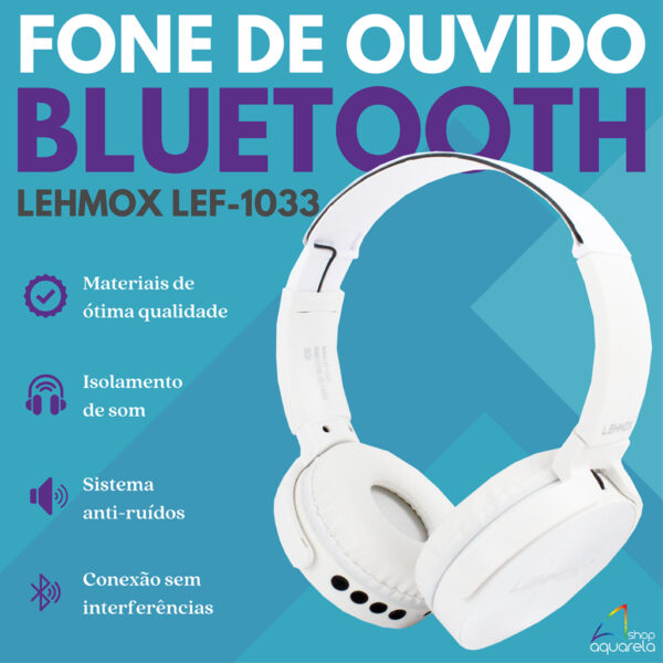Fone de Ouvido Headset Bluetooth Stereo Sem Fio Wireless Original Lehmox - Imagem 3