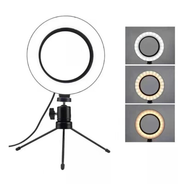 Ring Light de Mesa Blogueira Portátil Luminária De Led 6 Polegadas