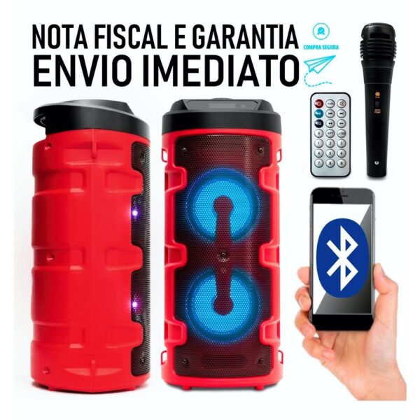 Caixa De Som Portátil Rádio Fm Bluetooth Usb Sd Microfone E Controle - Grasep - Imagem 3