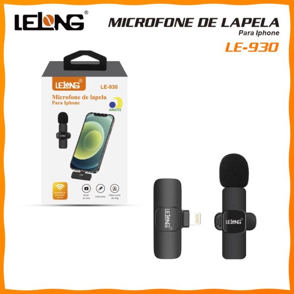 Microfone Lapela Wireless Sem Fio p/ iPhone Gravação