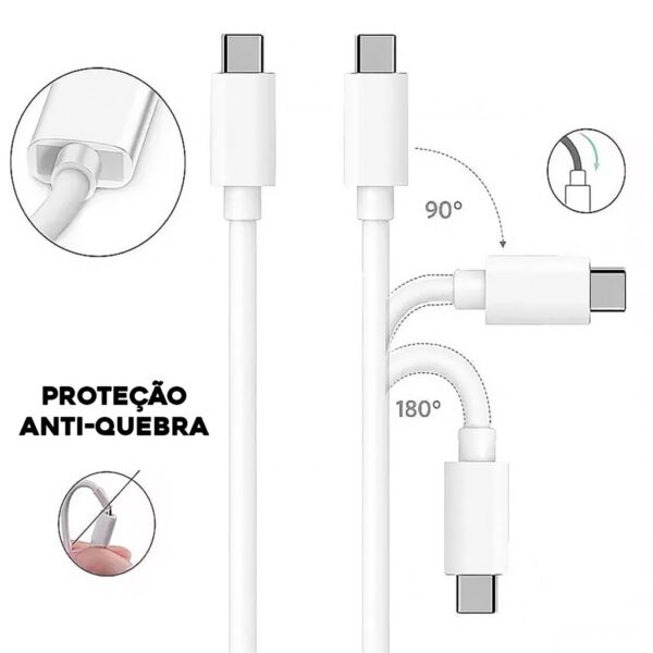 Cabo Turbo Carregador Tipo C Para Celulares S8 S9 S10 S20 Cor Branco - Imagem 4