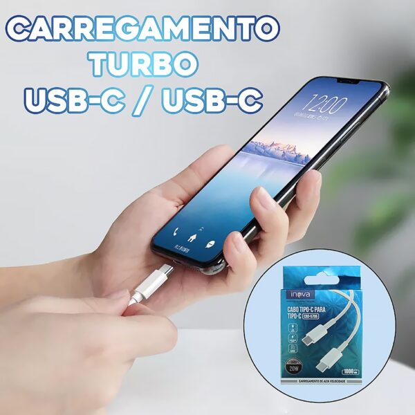 Cabo Turbo Carregador Tipo C Para Celulares S8 S9 S10 S20 Cor Branco - Imagem 3