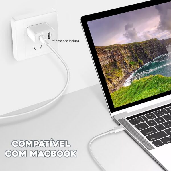 Cabo Turbo Carregador Tipo C Para Celulares S8 S9 S10 S20 Cor Branco - Imagem 2