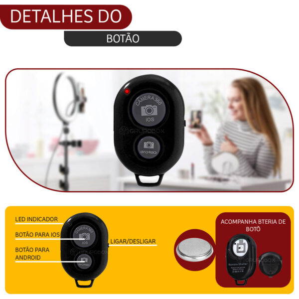 Kit Youtuber Com Tripe 2.10m Iluminador Ring Light Celular - Imagem 3